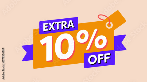 Extra 10% Off Sale Tag Illustration Banner Design for Promotions Discounts and Offers