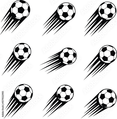 Classic Soccer Ball with Motion Lines - Dynamic Flying Effect