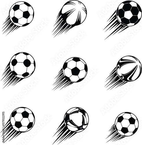Classic Soccer Ball with Motion Lines - Dynamic Flying Effect