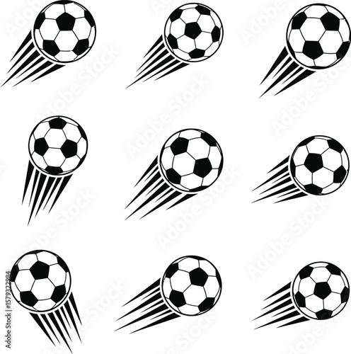 Classic Soccer Ball with Motion Lines - Dynamic Flying Effect