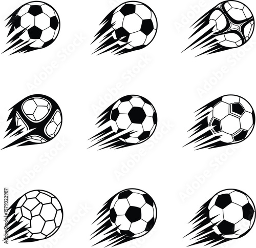 Classic Soccer Ball with Motion Lines - Dynamic Flying Effect