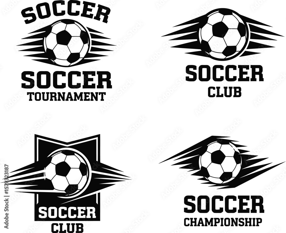 Naklejka premium Soccer Football Tournament Icon Set - Sport Symbols & Emblems