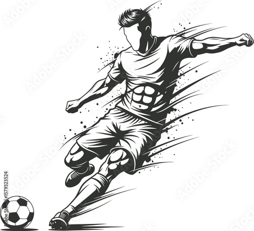 Dynamic Soccer Player Silhouette - Isolated Athletic Action
