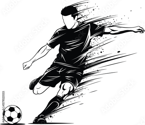 Dynamic Soccer Player Silhouette - Isolated Athletic Action
