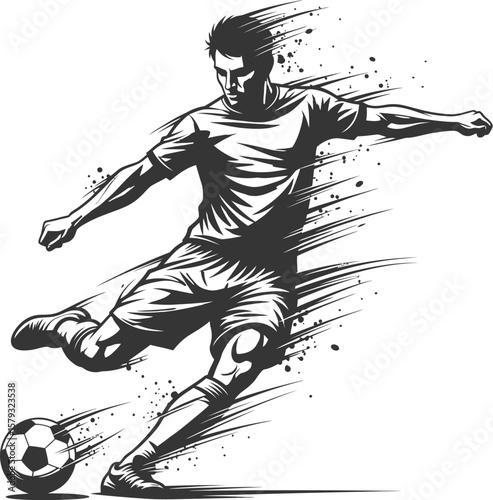 Dynamic Soccer Player Silhouette - Isolated Athletic Action