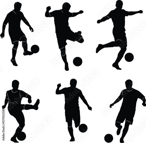 Dynamic Soccer Shoot Silhouettes - Athletic Action Collection 