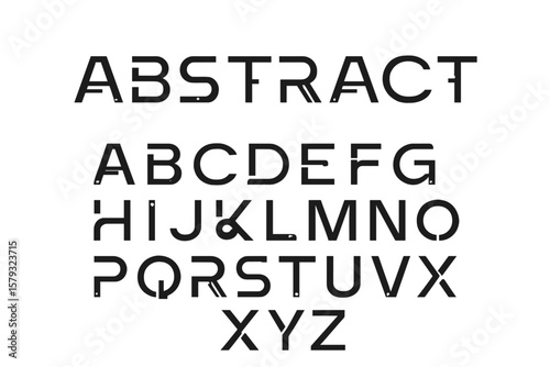Basic, a futuristic abstract font of technology, represented in digital space through vector illustration and typography design