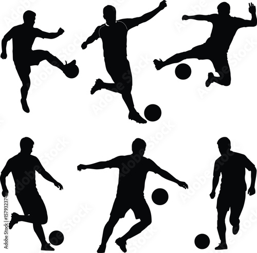 Dynamic Soccer Shoot Silhouettes - Athletic Action Collection 