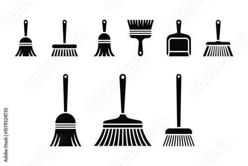 Broom Vector Icons Set