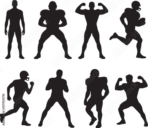 American Football Player Silhouette in Action Pose

Football Helmet and Ball Vector Design

Running Quarterback Silhouette for Sports Design

Black American Football Silhouette Illustration

Team Spor