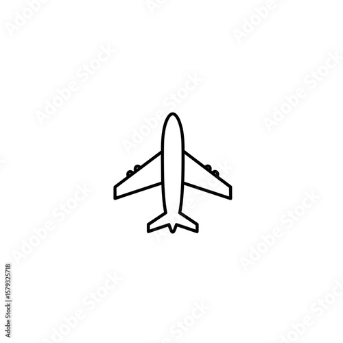 Airplane vector icon from above in a minimalist line art style