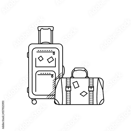 Vector travel suitcase and luggage bag icon representing vacation preparation