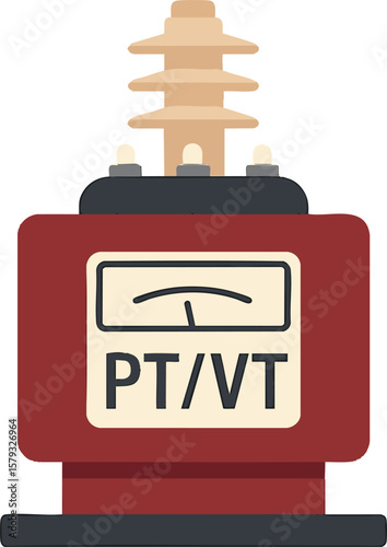 Flat vector potential transformer (PT/VT) for metering, rectangular design, isolated on white