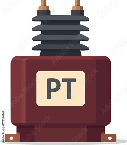 Flat vector potential transformer (PT/VT) for metering, rectangular design, isolated on white