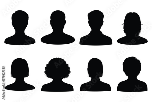 Diverse human head silhouettes people heads