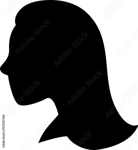 Stylized Black Silhouette of a Woman s Profile Vector Illustration Design