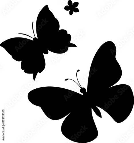 Elegant Floral Design with Butterflies in Black and White for Creative Projects