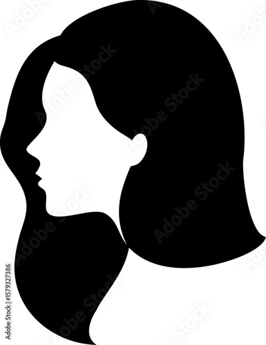 High Contrast Black and White Silhouette Portrait Vector Illustration
