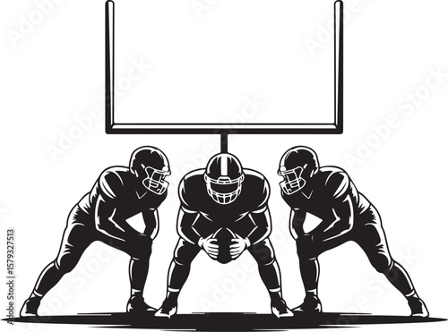 American Football Player Silhouette in Action Pose

Football Helmet and Ball Vector Design

Running Quarterback Silhouette for Sports Design

Black American Football Silhouette Illustration

Team Spor
