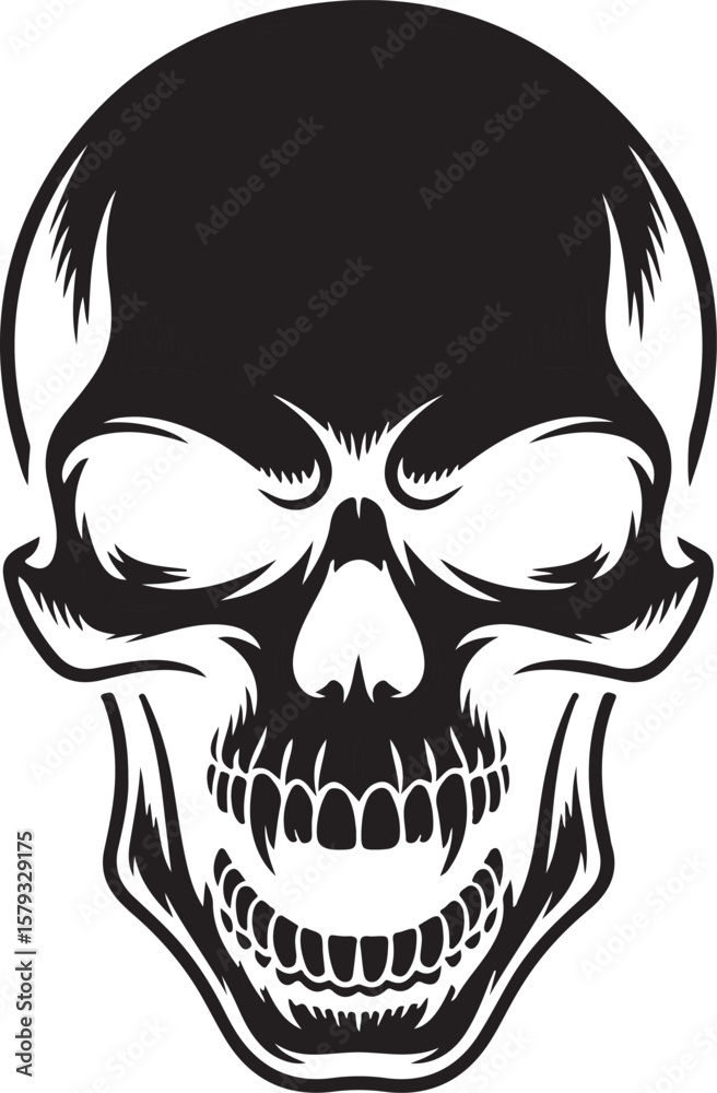 Fototapeta premium Detailed Skull Silhouette Vector Illustration with Intricate Bone Structure
