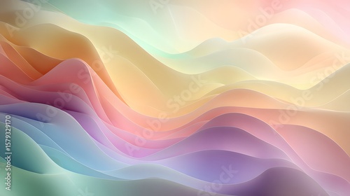 Pastel gradient layers present a colorful, flowing abstract background with gentle, curving lines and a soft aesthetic.