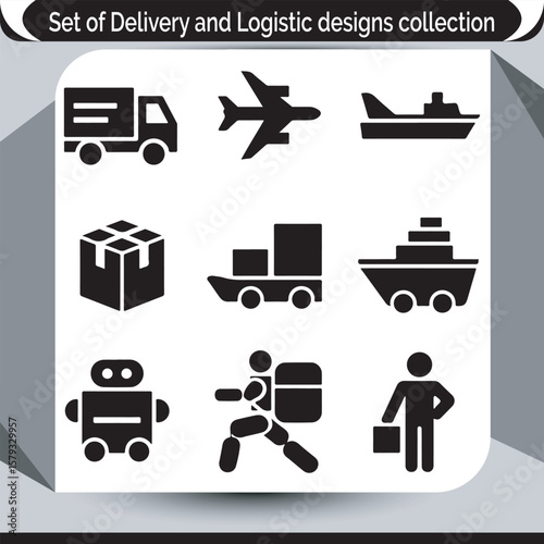 Delivery and Logistics Icon Set A Versatile Collection of Transportation and Supply Chain Symbols for Modern Business Needs