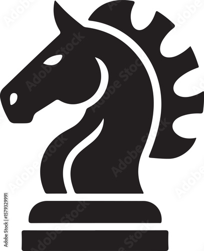 Chess Knight Piece Silhouette Vector Strategy Game Horse Head Icon Art