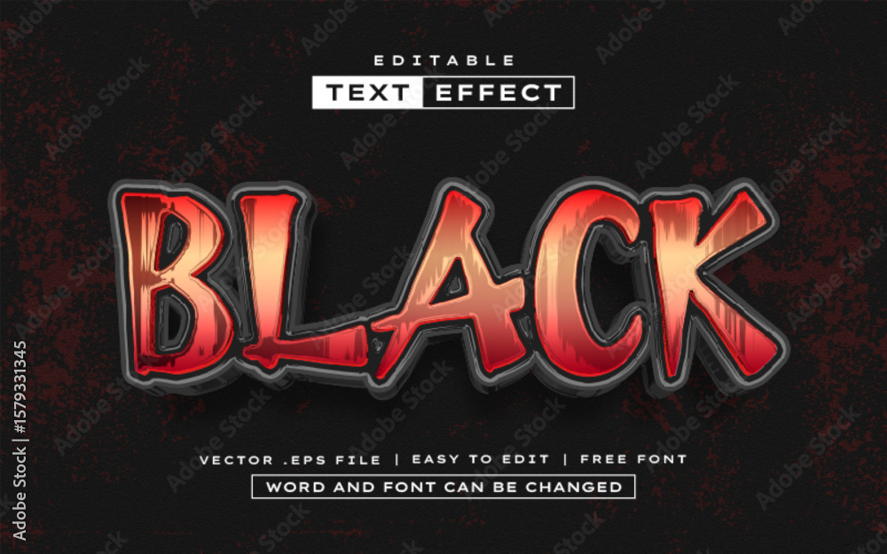 Black 3D editable text effect style