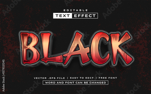 Black 3D editable text effect style