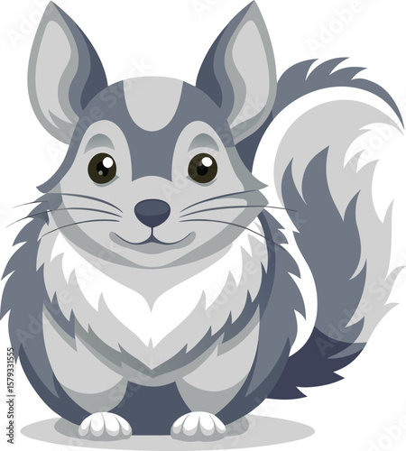 Adorable Gray Chinchilla Illustration, Cute Cartoon Animal Design, Perfect for Children's Books and Prints
