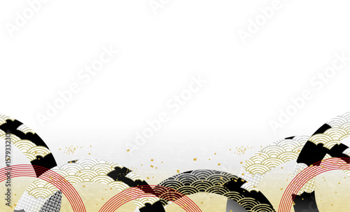 美しい和風柄　波柄　イラスト背景