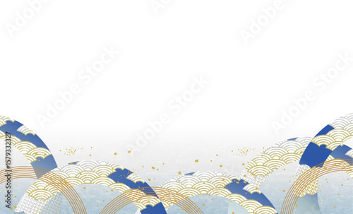 美しい和風柄　波柄　イラスト背景