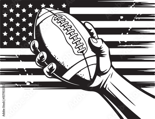 American Football Player Silhouette in Action Pose

Football Helmet and Ball Vector Design

Running Quarterback Silhouette for Sports Design

Black American Football Silhouette Illustration

Team Spor