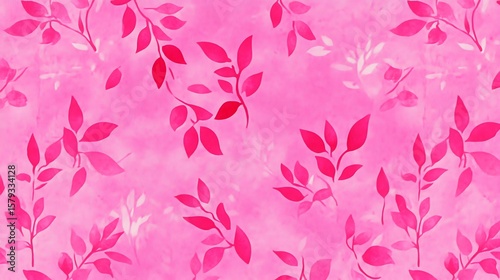 Floral fantasy in shades of pink vibrant leaf pattern illustration delicate botanical elements on