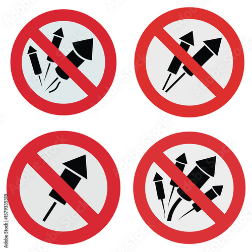 Free Download Four no fireworks prohibition signs warning symbol - GFXLoad