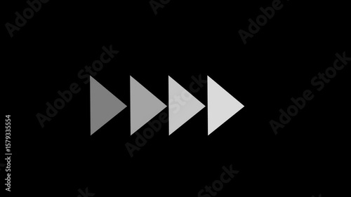 Fast forward white symbols icon symbol animation on black background. Fast forward sign moving forward icon animation.