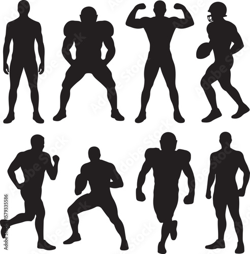 American Football Player Silhouette in Action Pose

Football Helmet and Ball Vector Design

Running Quarterback Silhouette for Sports Design

Black American Football Silhouette Illustration

Team Spor