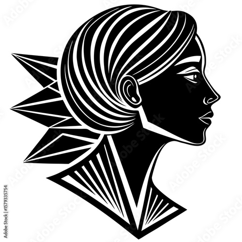 Stylized Black Silhouette of a Woman s Profile Elegant Vector Design