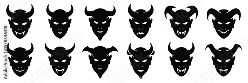 Demon and Devil Silhouettes Set – Large Vector Pack of Fiery, Dark, and Hellish Figures, Isolated on White Background