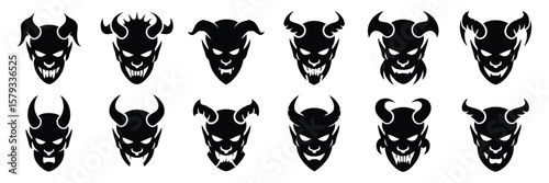 Demon and Devil Silhouettes Set – Large Vector Pack of Fiery, Dark, and Hellish Figures, Isolated on White Background