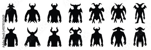Demon and Devil Silhouettes Set – Large Vector Pack of Fiery, Dark, and Hellish Figures, Isolated on White Background