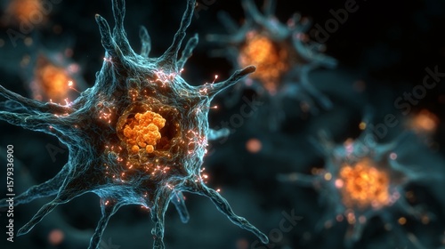 Artistic representation of active neural connections in the brain