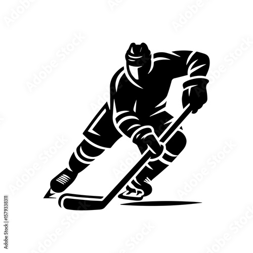 Dynamic Hockey Player in Action Silhouette.