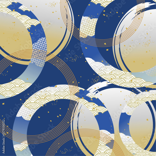 美しい和風柄　波柄　イラスト背景