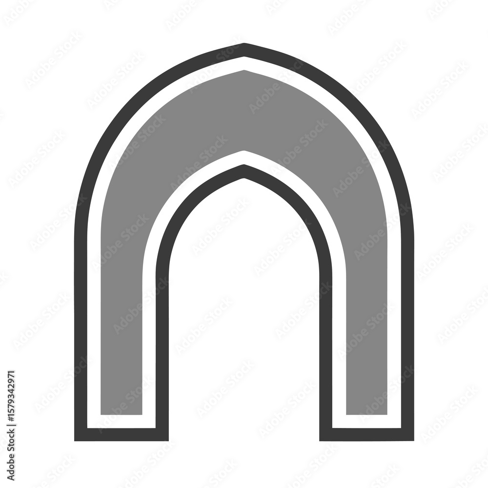 Fototapeta premium Arched Entrance Vector Illustration with Gray Fill and Dark Gray Outline on White Background