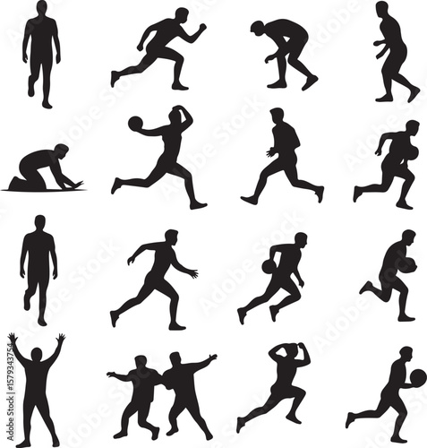 American Football Player Silhouette in Action Pose

Football Helmet and Ball Vector Design

Running Quarterback Silhouette for Sports Design

Black American Football Silhouette Illustration

Team Spor