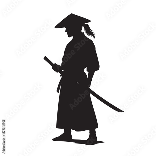 samurai Silhouette design on white background 
