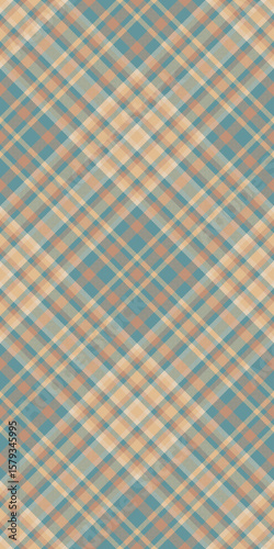 Elegant pastel plaid pattern. Soft teal and peach tones create a calming, versatile design ideal for backgrounds, textiles, or website design.