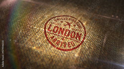 London England arrived stamp and stamping