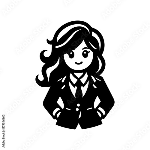 Stylish Cartoon Female Professional Figure in Formal Attire.